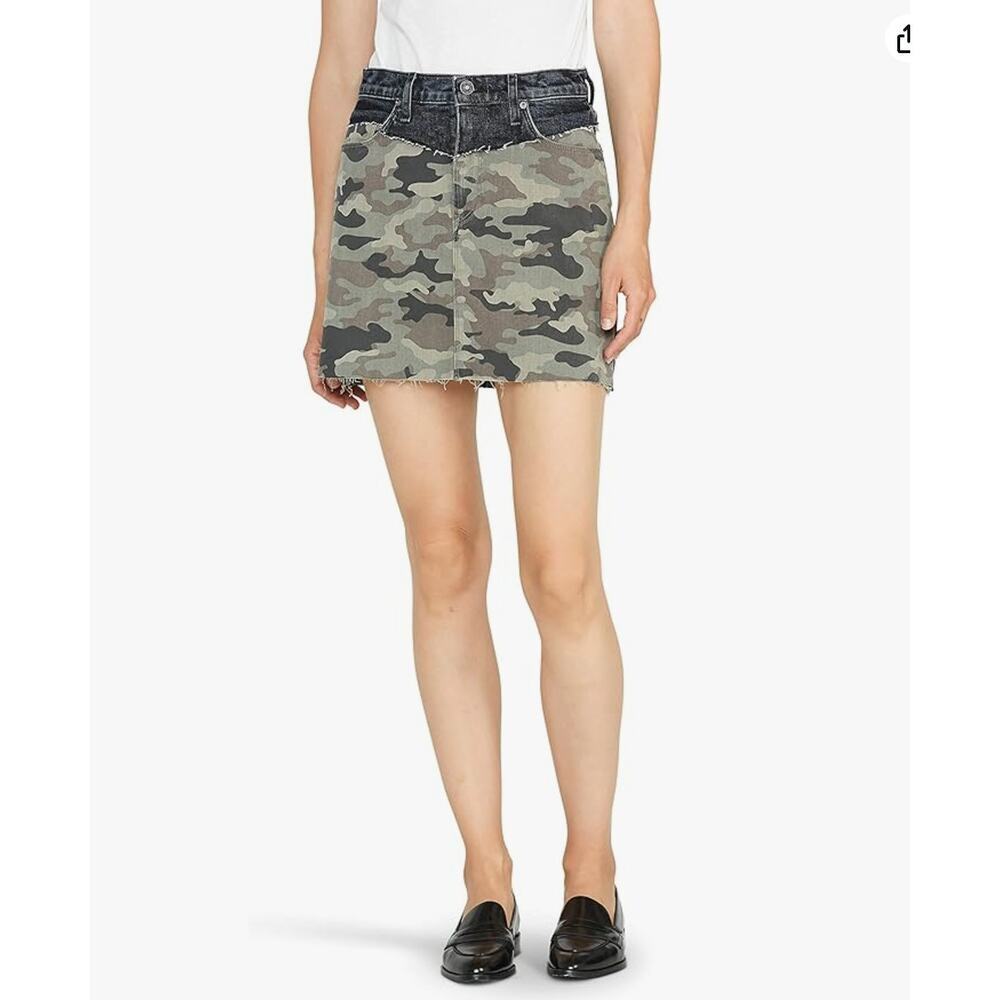 NWT Hudson Los Angeles Women's Viper Denim Mini Skirt - Blackened Camo - Size 29